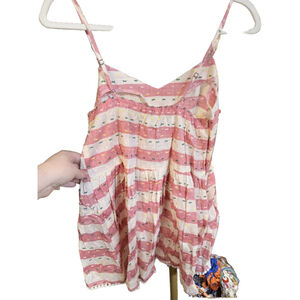 Women's Hayden Los Angeles Cami Top Size L Pink Striped Sleeveless